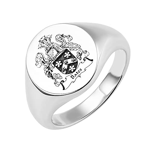 BYFDIY Vintage Custom Signet Ring 925 Sterling Silver/Brass Badge Family Crests Coat Of Arms Rings Personalized Engraved Name Year Rings Jewelry Party Birthday Father Day Graduation Gifts For Men Dad