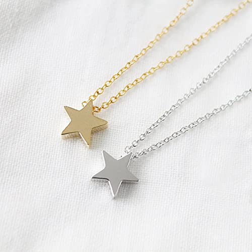 Valloey Rover Gold Necklaces for Women | Dainty 14K Gold/Sterling Silver Plated Cubic Zirconia Star Moon Pendant Necklaces Twist Rope Chain Simple Jewelry for Women - style: Silver-Star