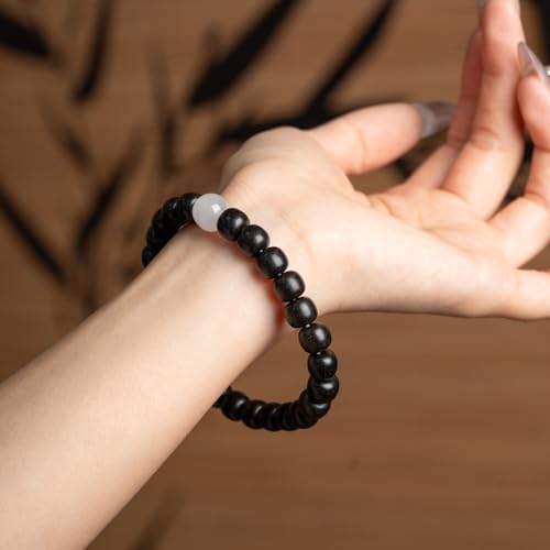 Healing Wooden Bracelet for Women Men Stretch Adjustable Black Beaded Bracelets for Women Friends Sister Spiritual Bracelets for Woman