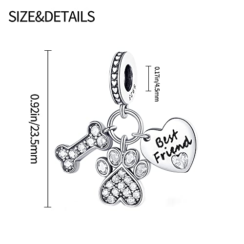 Pandach 925 Sterling Silver Charms for Bracelets and Necklaces Travel Round The World Beads Charms Relaxation Dangle Pendant,Jewelry Beads Gifts for Women - style: Bones cute claw love Charm