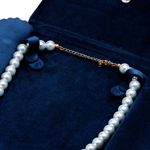 Velvet Necklace Jewelry Travel Folder Storage Display Case (Dark Blue) - color: Dark Blue
