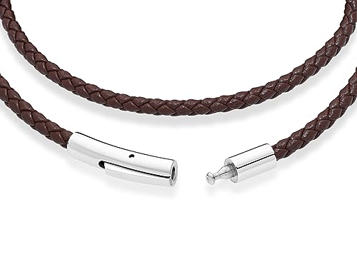 Miabella Genuine Italian Double Wrap Braided Leather Bracelet for Men Women, Stainless Steel Clasp, Made in Italy - color: Brown, size: Small - 7" Length