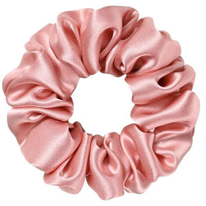 Silk Scrunchie 1.4" Medium Wide 6A 22 Momme 100% Mulberry Silk Hair Ties,Gentle on Hair No Damage No Crease for Women Girls Curly Thick Wavy Hair,Sample Fabric Provided (1, Dusty Red) - color: Dusty Red