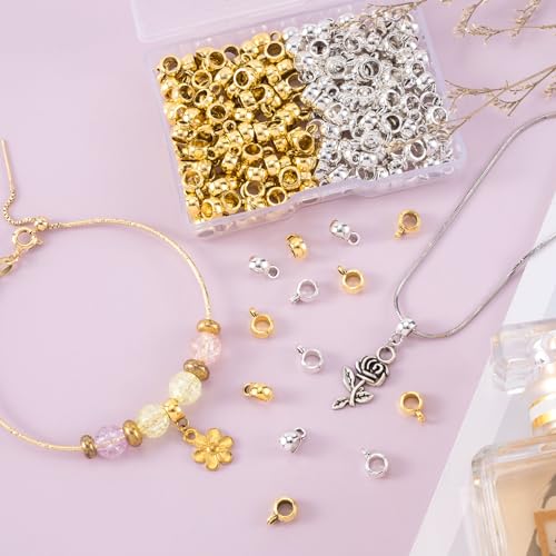Joez Wonderful Links Bail Beads, Hypoallergenic Alloy Column Spacer Beads - color: 150 Gold+150 Silver