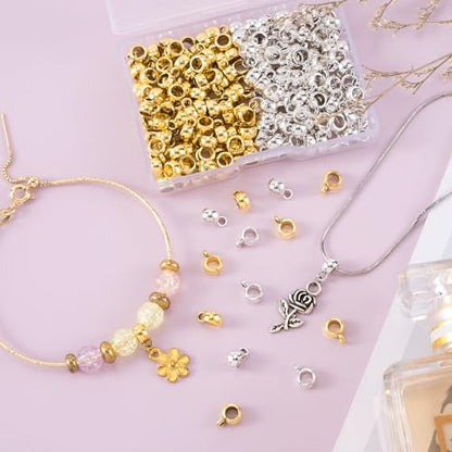 Joez Wonderful Links Bail Beads, Hypoallergenic Alloy Column Spacer Beads - color: 150 Gold+150 Silver