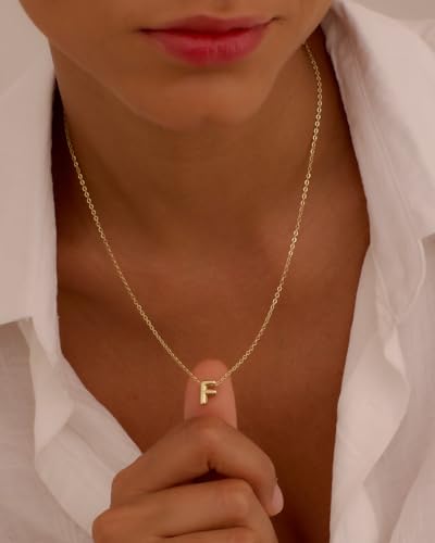 Initial Necklaces for Women Bubble Gold Silver Letter Necklace Dainty Personalized Charm Pendant Name Necklace Cute Non Tarnish Fashion Accessories Teen Gift Trendy Stuff Jewelry Gifts - color: Gold, style: F