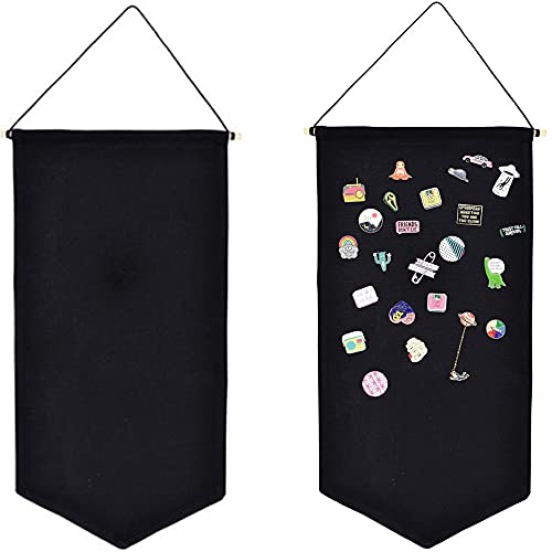 2pcs Cotton Canvas Wall-Mounted Brooch,Wall Hanging Jewelry Display Storage Set for Pin and Brooch Collections(A) - color: A