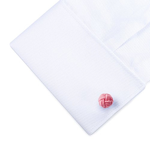 HONEY BEAR Round Silk Knot Elastic Fabric Cufflinks for Men Women 1 Pair | Wedding Business, Tarnish-Resistant, for Groomsmen, Father, Husband, Wife, Anniversary, and Formal Events - style: Punch Pink