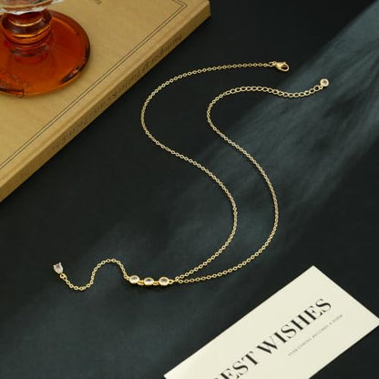 Lariat Gold Necklace for Women Dainty Long Necklaces 14k Gold Plated CZ Y Drop Chain Necklace Trendy Gold Jewelry Gifts - color: 3 Zircon Pendants-Y Necklace-gold-260