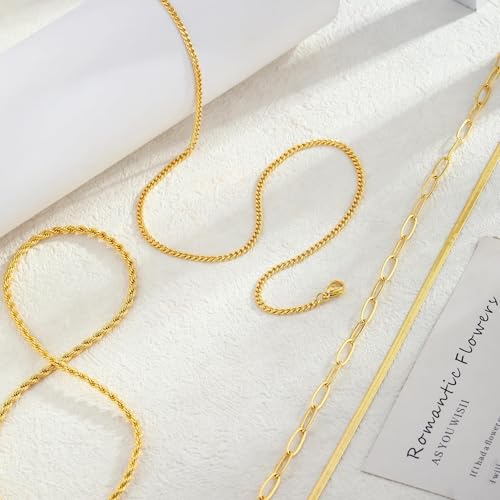 Chunky Gold Necklace Layered Snake Chain Necklace Set for Women Double Chain Stylish Stack Fashion Jewelry