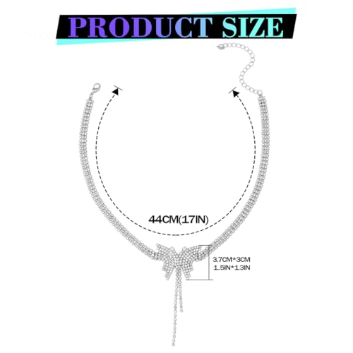 JEAIRTS Rhinestone Choker Necklace Silver Diamond Chain Jewerly for Women | Sparkly Multi-row Crystal Chokers Women's Wedding Prom Formal Jewelry Accessories - color: Style 2
