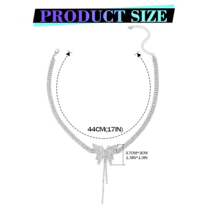 JEAIRTS Rhinestone Choker Necklace Silver Diamond Chain Jewerly for Women | Sparkly Multi-row Crystal Chokers Women's Wedding Prom Formal Jewelry Accessories - color: Style 2