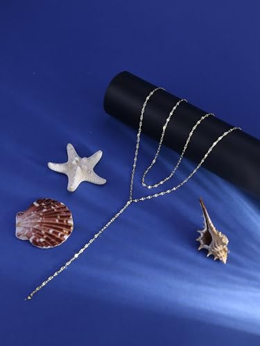 Gold Lariat Necklace for Women Layered Y Long Necklace Stainless Steel Choker Necklace Statement Necklaces Daily Prom Trendy Jewelry Gift for Women - color: Gold1