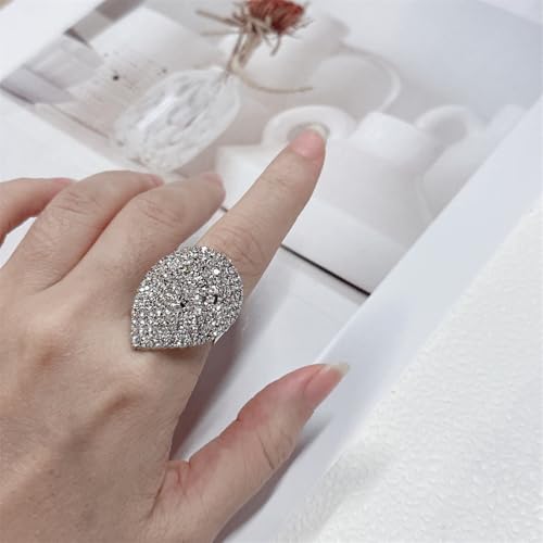 Cubic Zirconia Waterdrop Wrap Finger Rings for Women Luxury Shiny Rhinestone Crystal Teardrop Shape Adjustable Stacking Open Ring Statement Promsie Band Comfort Fit Fashion Wedding Party Prom Jewelry