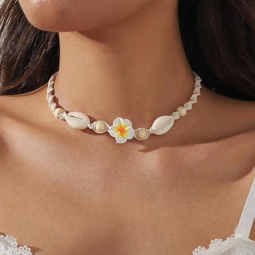 Nackiy Shell Necklace for Women, Handmade Summer Beach Jewelry Gift | Natural Sea Shell Necklace, Adjustable Collar Fit, Coastal Beach Style, Shell Starfish Charms, Lightweight Summer Jewelry - color: White