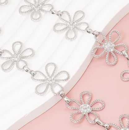 Women's Waist Chain Flower Metal Belt for Dresses Jeans | Adjustable Belly Waist Chain - color: Hollow Flower Silver, size: S: 105cm/41in