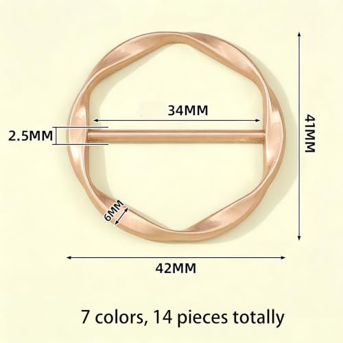 14 pieces Silk Scarf Ring Clip T-shirt Tie Clips for Women Fashion Metal Round Circle Clip Buckle Clothing Wrap Holder Knotted Rings for Hat Scarves Belt Decor Clothes Accessories