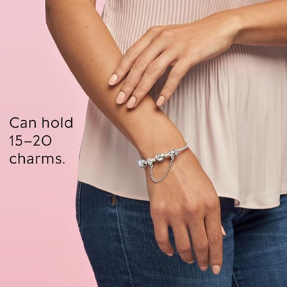 PANDORA Heart Clasp Snake Chain Bracelet - Heart Clasp - Romantic Jewelry for Her with Gift Box - Compatible Moments Charms