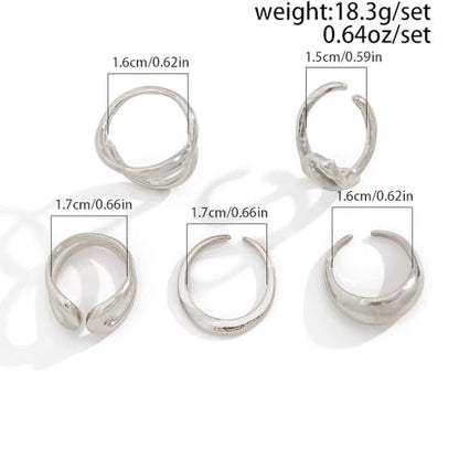 Chunky Gold Stackable Rings Set for Women Trendy Stackable Knuckle Rings Dainty Thick Dome Midi Ring Punk Jewelry Gifts - color: Silver