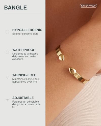 PAVOI 14K Gold Plated Stainless Steel Bangle Bracelets for Women | Inspirational Engraved Adjustable Mantra Cuff Bangle | Personalized Gift for Her Mom Sister | Birthday Gifts for Women - style: Breathe