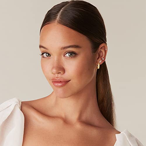 PAVOI 14K Gold Plated Wide Flat Edge Hoop Earrings for Women | Rose, White and Yellow Gold Hoops | Hypoallergenic Jewelry - color: Rose Gold, size: 16 Millimeters