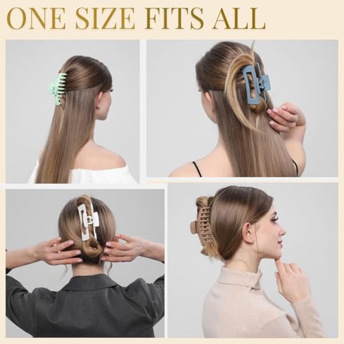 LuSeren 8 Pack Hair Clips for Women 4.3 Inch Large Hair Claw Clips for Women Thin Thick Curly Hair, Big Matte Banana Clips,Strong Hold jaw clips White Light Green Light Brown Light Gray - color: Multicolor2