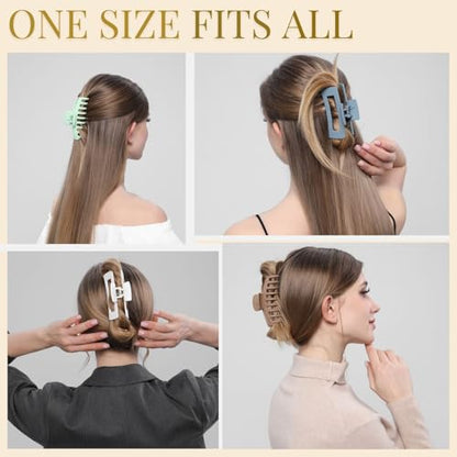 LuSeren 8 Pack Hair Clips for Women 4.3 Inch Large Hair Claw Clips for Women Thin Thick Curly Hair, Big Matte Banana Clips,Strong Hold jaw clips White Light Green Light Brown Light Gray - color: Multicolor2