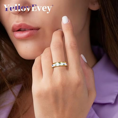 Evil Eye Fidget Ring for Women - Anxiety Relief Spinner Jewelry,18K Gold Plated Stainless Steel Turkish Ojo Turco Protection Rings Gift for Adults - color: Gold