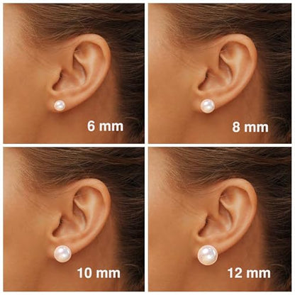 18K Gold Plated 925 Sterling Silver Shell Pearl Stud Earrings,Hypoallergenic to Sensitive Ears - style: A_L - 6mm - Gold