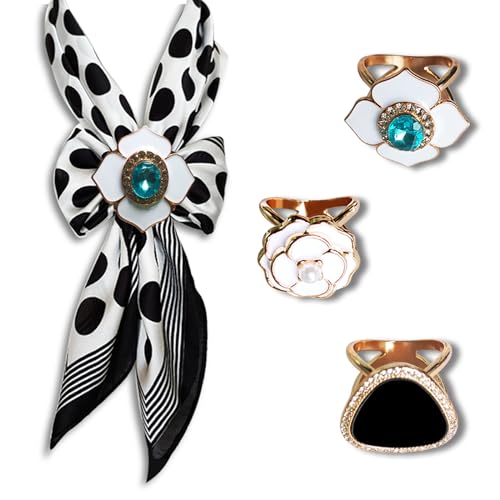 3pcs Fashion Scarf Ring Clip 3 Rings Silk Scarves Clip For Women Shawl Clip Buckle Gold Smooth Scarf Brooches Buckle - color: Scarf clip E-3PCS