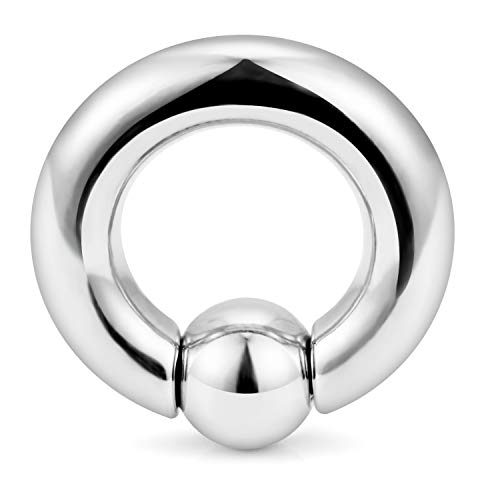 12G 10G 8G 6G 4G 2G 0G 00G Large Septum Rings Gauges Earrings Hoops 316L Surgical Steel Spring Action Captive Bead PA Ring CBR Septum Nose Rings Piercing Jewelry for Women Men - color: Silver, size: 4G=5mm Inner Dia: 5/8" (16mm)
