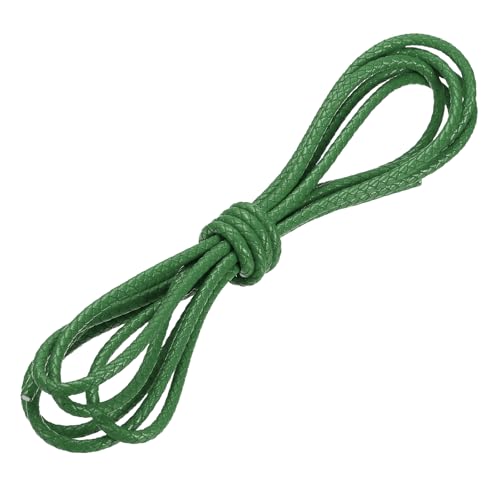 PATIKIL 3.3 Yards Braided Leather Cord, 5mm Round Braided Faux Necklace Cord Bolo Tie String for Necklace Crafts Beading Braiding, Dark Green - color: Dark Green, size: 5mm