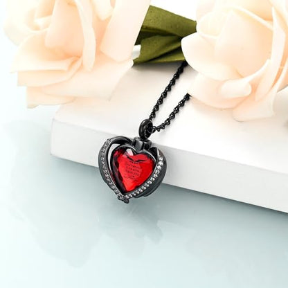 shajwo Cremation Heart Urn Necklace Ashes Jewelry for Women Men Keepsake Pendant Memorial Locket Ash Holder - color: Wing-G Red