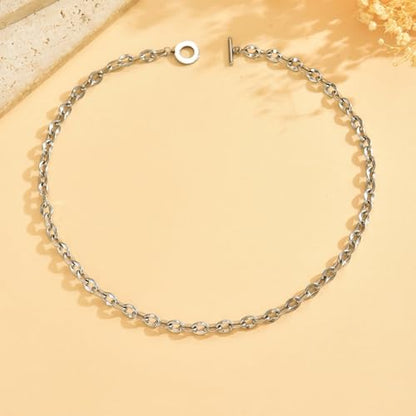 Chunky Gold Necklace for Women, 18K Gold Plated Paperclip, Figaro Link Chain Necklace, Toggle Clasp Necklaces, Trendy Non Tarnish Jewelry, Christmas Gifts - style: 6mm Cable Toggle 16.5''-White Gold