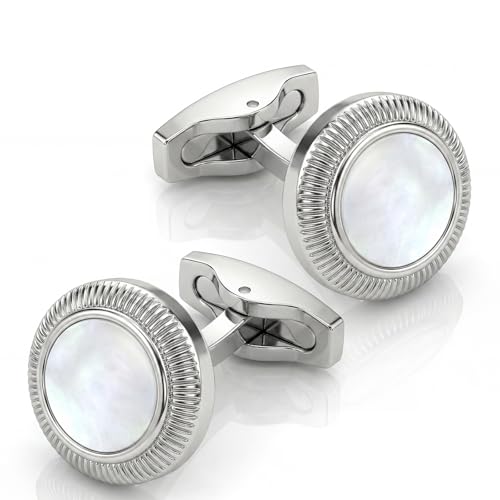 Tuxedo Cuff Links,Cufflinks for Men | Stainless Steel, Lead-Free and Nickel-Free, Gift Box Packed, Boyfriend Husband Father, Wedding Party Anniversary Birthday - color: White