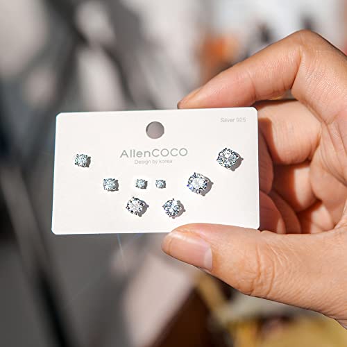 925 Sterling Silver Earrings, Cubic Zirconia Stud Earrings, Diamond Stud Earrings for Women - color: 925 Sterling Silver3mm,4mm, 5mm, 6mm
