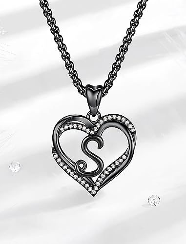 INFUSEU Unique Initial Necklaces for Women Girls Small Heart Letter Jewelry, Meaningful Personalized Gifts - style: S