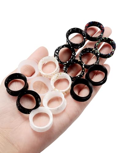 Jenxnjsjo 14g to 7/8in Ear Gauges Plugs Tunnels Taper Earrings Stretching Expander Kit Set for Women Men - color: 043: Silicone Double Flare Ⅲ, size: 3/4in (18mm)