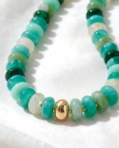 Chunky Colorful Bead Necklace Summer Fashion Statement Boho Beaded Chunky Necklace for Women Adjustable Length Lightweight Cool Suitable for Beach Vacation Daily Wear & Summer Parties - color: Green