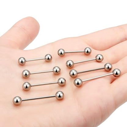 16G 14G 12G Titanium Tongue Rings Nipple Piercings Externally/Internally Threaded G23 Hypaollergenic Nipple Tongue Barbells Piercing Jewelry for Women Men 12mm 14mm 16mm 19mm Bars - style: 16G-12mm 14mm 16mm 19mm Bars-Internally Threaded
