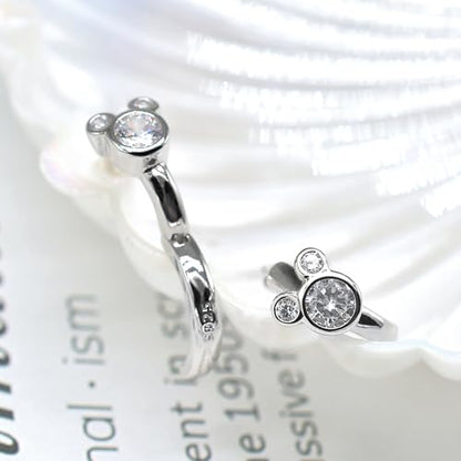Sterling Silver Trendy Mouse Earrings Huggie Hoop Cubic Zirconia Dainty Earring White Gold Plated Hypoallergenic Jewelry Fashion Birthday Gift for Women