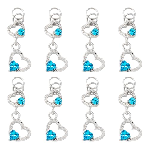 Elecrelive Crystal Heart Charms Rhinestone Heart Pendants Valentine Charms for Necklace Bracelet Earring Wedding Jewelry - color: Deep Sky Blue