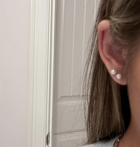 Women's Stainless Steel Faux Pearl Stud Earrings Set - 5 Pairs, 3-7mm - color: White 2