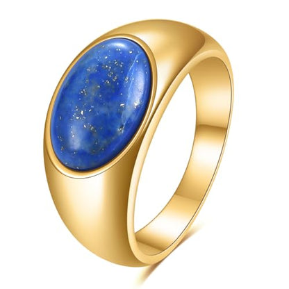 MYNENEY Signet Mens Pinky Rings Statement Wedding for Women - color: Blue-Gold