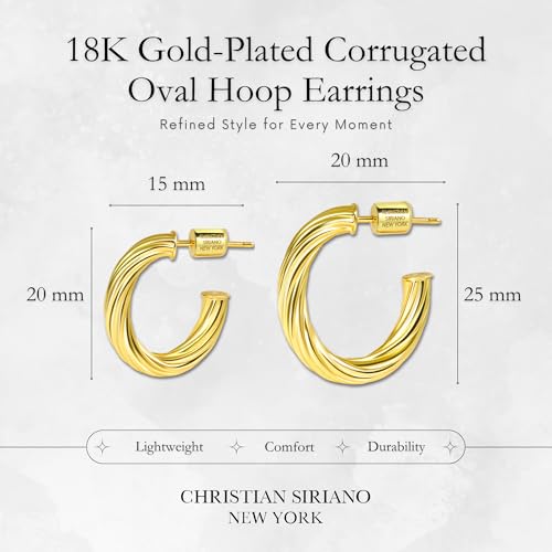 Small Gold Hoop Earrings for Women | 18K Gold Plated Non Tarnish Hoops, Classic Polished Huggie Earrings, 925 Sterling Silver Base, Twist Hoop. (4x20mm & 4x25mm, 3x15mm & 3x20mm) - color: Gold, size: Twist Hoop (4x20mm & 4x25mm)