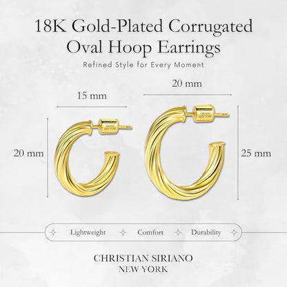 Small Gold Hoop Earrings for Women | 18K Gold Plated Non Tarnish Hoops, Classic Polished Huggie Earrings, 925 Sterling Silver Base, Twist Hoop. (4x20mm & 4x25mm, 3x15mm & 3x20mm) - color: Gold, size: Twist Hoop (4x20mm & 4x25mm)