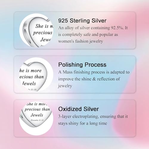 Bible Family Mom Wife Love Heart Dangle Charm 925 Sterling Silver Charms fits Bracelets and Necklace Pendant Bead Charms Jewelry Present for Women Family Friends - style: Bible - She is more precious than Jewels