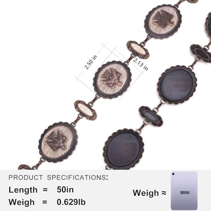 Montana West Rustic Couture's Turquoise Western Concho Chain Belt for Women | Large Western Cowgirl Metal Adjustable Boho Body Chain Belt for Dresses Jeans Country Concert - color: Brilliant White