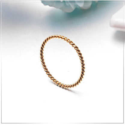 Women's Stainless Steel 1.1mm Rope Thin Wedding Ring Silver Rose Gold Plated Size 4 to 9 - color: 1.1mm, Gold