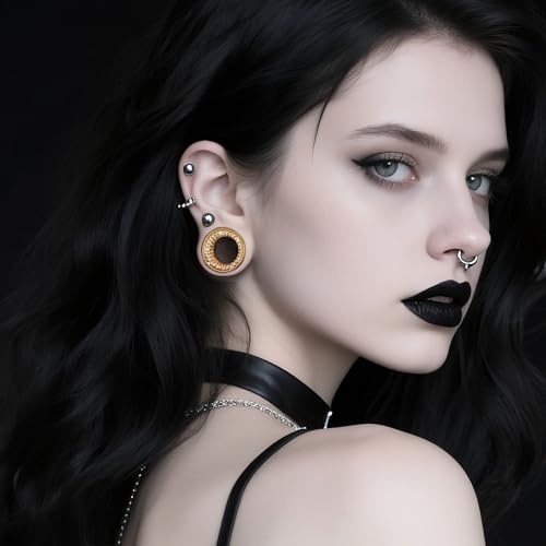 Vankula 2 Pcs Ear Gauges 0g(8mm)-5/8"(16mm) High Polish Single Flare Ear Tunnels 5A Cubic Zirconia Hypoallergenic Plugs for Stretched Ears Tapered Wedding Gift Body Jewelry - color: Gold, size: 14mm(9/16")